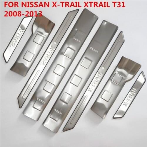 High quality stainless steel Scuff Plate / Door Sill and Rear Shock Protector FOR NISSAN XTRAIL X-TRAIL T31 08-13, car-styling