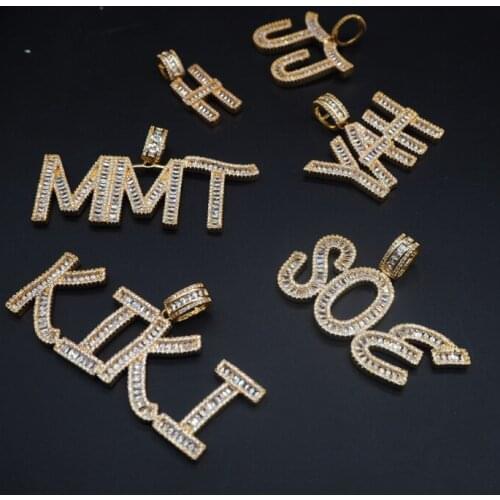High quality European and American popular AAAA rectangular zircon inlaid letters hip-hop can be free DIY stitching neutral stre