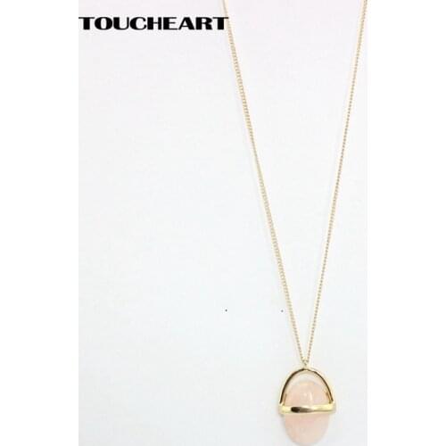 TOUCHEART Popular Pink Stone Necklace Collar Long Gold Color Chain Necklaces & Pendants Femme Charm Jewelry For Women SNE160138