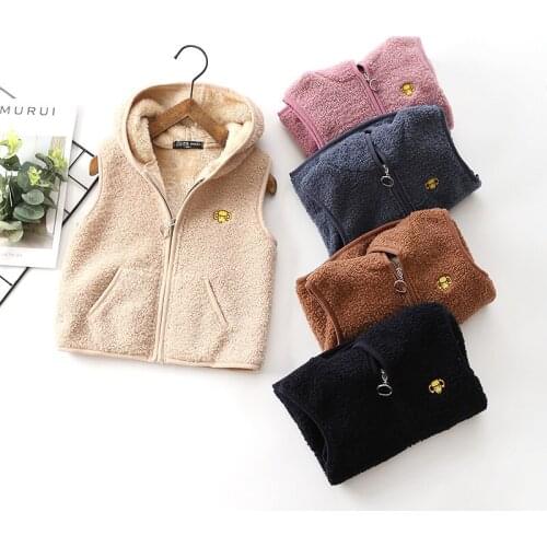 Wool kids vest for boy girls With hood waist coat vest infant warm winter waistcoat autumn sleeveless jacket children outwear