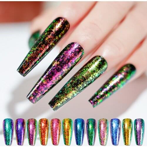 1 Jar Opal Nail Art Glitter Flakes Holographic Mermaid Nail Sequins Mirror Paillettes Powder Chrome Manicure Decorations VI-C0