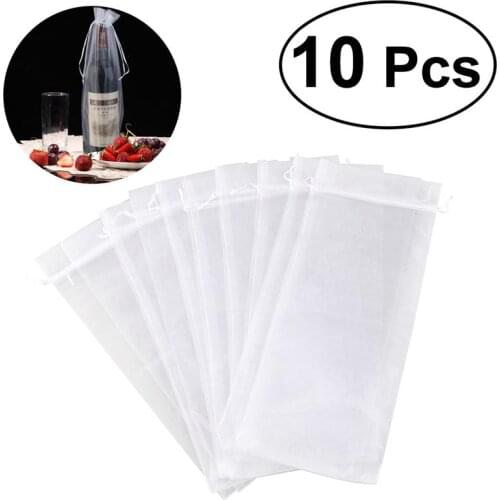 10pcs Sheer Organza Wine Bottle Cover Wrap Gift Bags Home Kitchen Accessories Cover For Wine Bottle Gift Bag