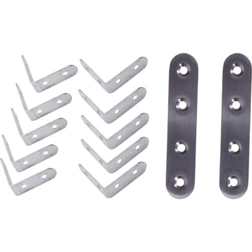 10 x Stainless Steel Shelf Support Corner Brace Angle Bracket 50X50mm & 2Pcs Flat Stainless Steel Mending Fixing Plate