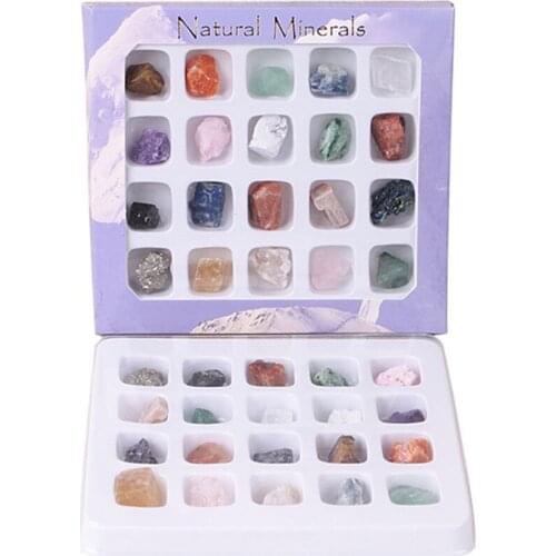 20pcs/box Natural Stones And Crystal Agate Fossil Mineral Fluorite Irregular Energy Stone Home Decoration Polished Rocks Fossil
