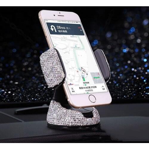 3 in 1 360 Degree Car Phone Holder for Car Dashboard Auto Windows and Air Vent with DIY Crystal Diamond Luxury Cup Suction Mount
