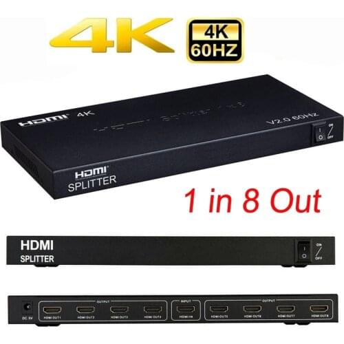 4K 60hz 1x8 HDMI Splitter 1 IN 2 4 6 8 Output 1x2 1x4 HDMI Splitter HDMI 2.0 Video Converter 1080P for PS4 PC DVD To TV MONITORS
