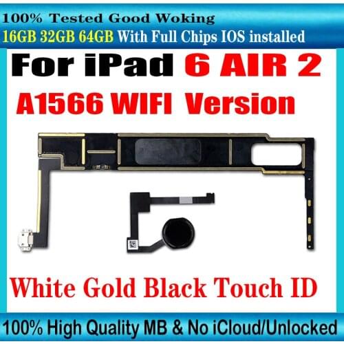 A1566 Wifi version for ipad 6 AIR 2 motherboard with touch ID for ipad 6 AIR main logic board with ios system free icloud
