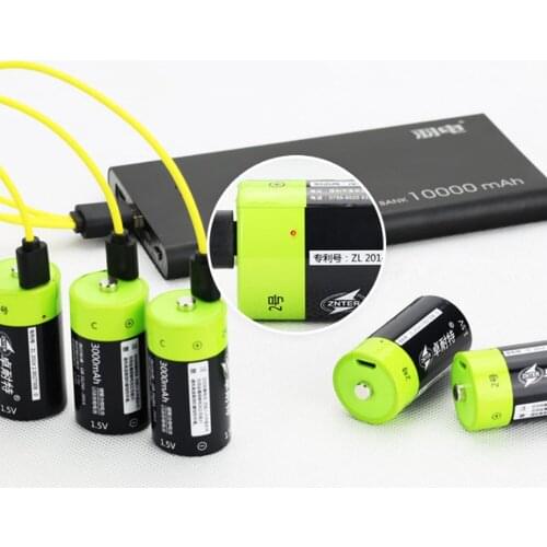 ZNTER 1.5V 3000mAh rechargeable battery C size Micro USB rechargeable lithium polymer battery fast charging via Micro USB cable