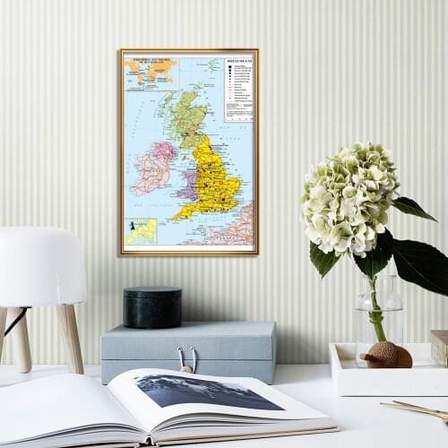 42*59cm The United Kingdom Traffic Route Map Political Map In French Wall Poster Canvas Painting School Supplies Home Decoration