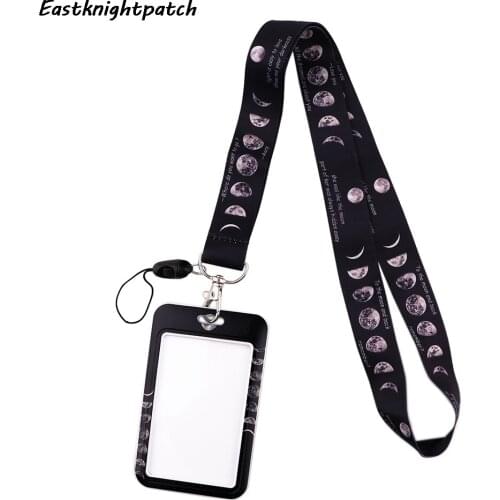 E3129 Cartoon Moon Lanyard Keychain keys Badge ID Mobile Phone Rope Kids Gifts Lanyard With Card Holder Cover
