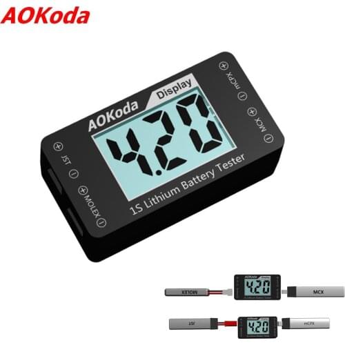 AOKoda AOK-041 1S Lithium Battery Tester Indicator for Checker For JST MOLEX mCPX MCX Plug Connector Battery Voltage