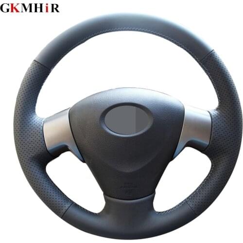 Artificial Leather Hand-Stitched Black Car Steering Wheel Cover for Toyota Corolla 2006-2010 Matrix 2009 Auris 2007-2009
