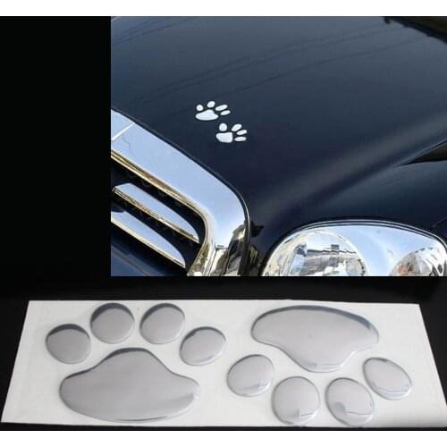 Car Sticker PVC Material Cool Design 3D Animal Dog Cat Bear Footprint Footprint Decal Car Sticker Silver Gold Car Accessories