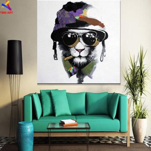 Creative Cool Dog Hand Painted Modern Abstract Oil Painting On Canvas Wall Art for Home Living Room Decoration No Framed CT023