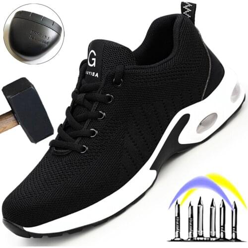 Fashion Air Cushion Men Shoes Steel Toe Cap Safety Shoes Work Sneakers Anti-Puncture Work Security Footwear Indestructible Shoes