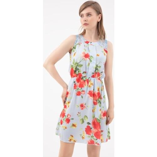 Lace Detail Patterned Dress-Lace Detailed Patterned Dress is suitable for middle age group and late age group, for daily wea