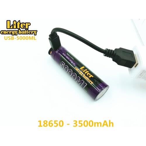 Liter energy battery USB wire+USB 18650 3500mAh 3.7V Li-ion battery USB 5000ML Li-ion Rechargebale battery