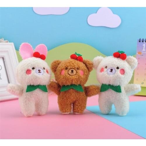 Kawaii 14cm Teddy Bears Little Rabbit Stuffed Plush With Chain Small Pendant Stuffed Animals Christmas Valentine Gifts