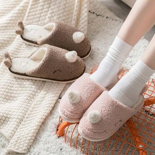 Cute Whale Women Fur Slippers Winter Bedroom Warm Plush Couples Shoes Funny Cartoon Indoor Narwhal Girls Furry Slipers