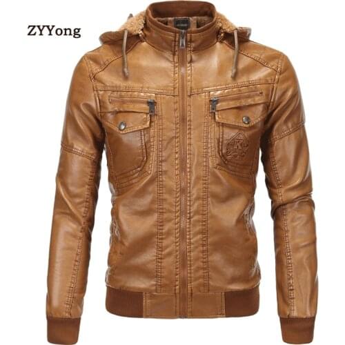 2020 Winter Warm Casual Jacket Men Solid Long Sleeve Faux PU Leather Coat Stand Collar Thick Slim Fit Men Jacket Trench Coats