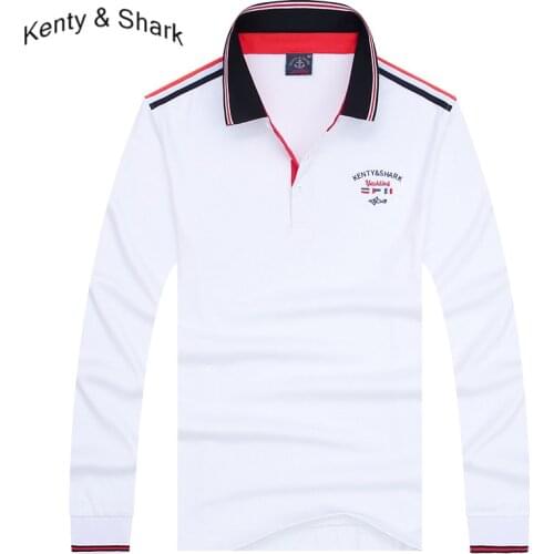 Gift for Husband/Father Kenty Shark Brand Mens Polo Shirt 2020 Autumn Long Sleeve Solid Color Pure Cotton Polo shirts for Men