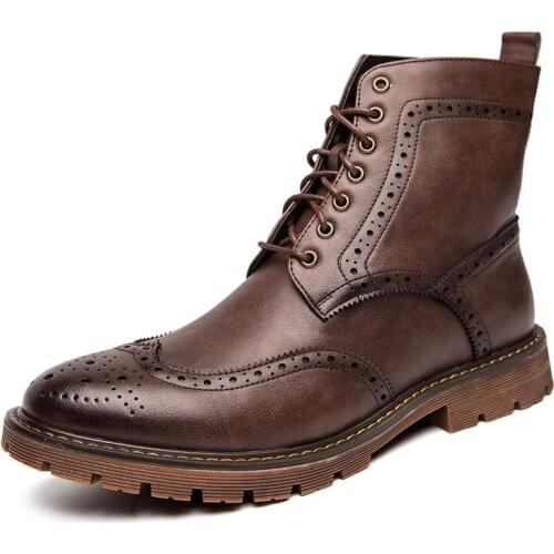 2021 autumn winter mens lace up leather leather comfortable fashion trend mens boot top leather zapatillas Hombre Sneakers Men