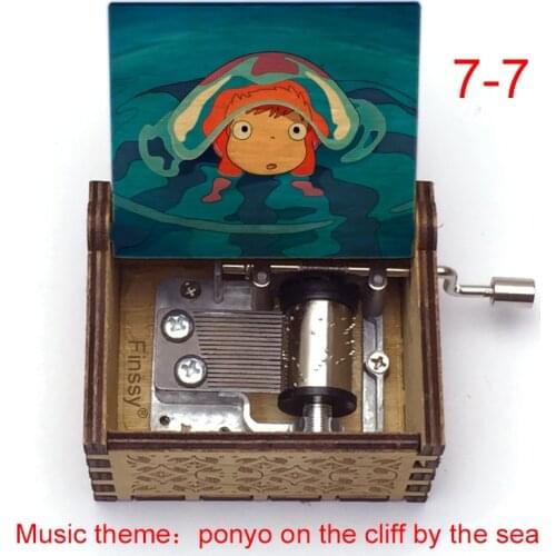 Ponyo on the cliff by the sea Gake no Ue no Ponyo color print Wooden Hand Music Box Christmas Birthday Gift Party Decoration