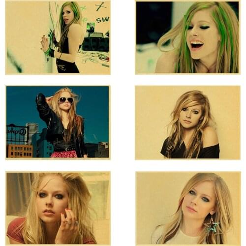 Music Star Singer Avril Lavigne Poster Retro Kraft Paper Print for Wall Decoration Poster Home Bedroom Art Wall Picture