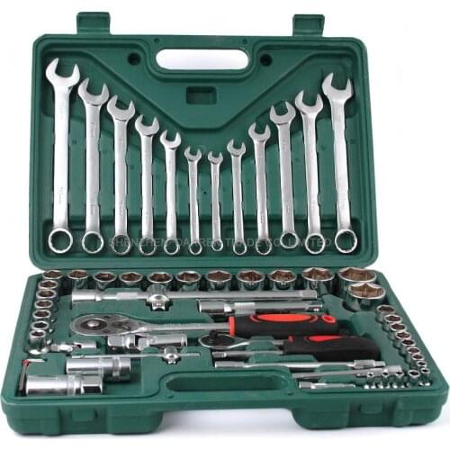 Hand Tool Set (61pcs) Socket & Bit Set Wrench Repair Service Tools Kit Spanner for Car Ship