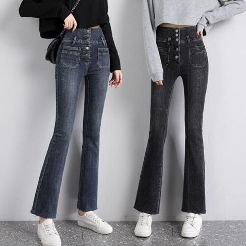 New Stretch Skinny Jeans High Waist Slim Womens Flared Pants Casual Trousers Bell Bottom Jeans