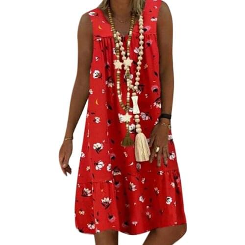 Summer Women Casual Floral Printed Female Long Dress Sleeveless V Neck Pleated Patchwork Ladies Loose Summer Maxi Dress D30