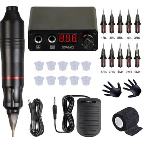 Professional Tattoo Machine Kit Permanent Makeup Tattoo Rotary Pen Set With Cartridges Needles for Tattoo Artists And Beginner