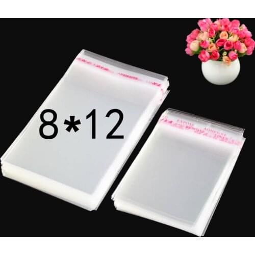 Self Sealing Adhesive Bag Transparent Bag Plastic Cookie Bags Candy Gift Decoration Bag Biscuit Bags 200Pcs 8*12cm