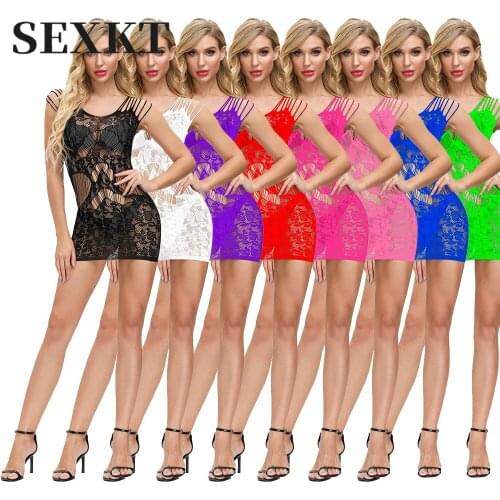 Sexy Sling Fishnet Clothes Skinny Hollow-out Hip Skirt Plus Size Sexy Lingerie for Women Erotic Slutty Clothes Bodysuit Nylon