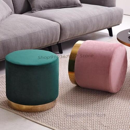 Nordic Living Room Sofa Stool Fabric Dressing Stool Ins Light Luxury Net Red Small Round Stool Childrens Shoe Changing Stool