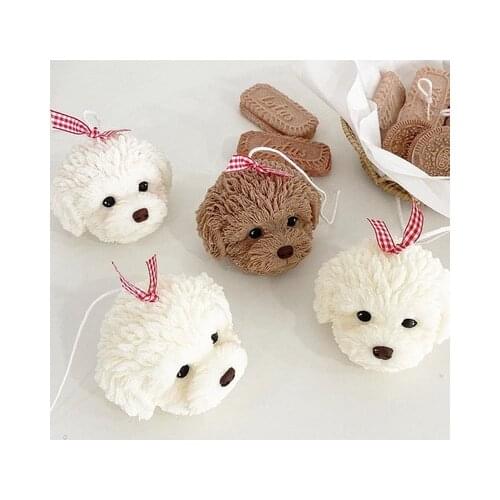 Korean Style Teddy Dog Head Candle Silicone Mold Animal Shape Fragrance Candle Making Wax Mould Candle Mold