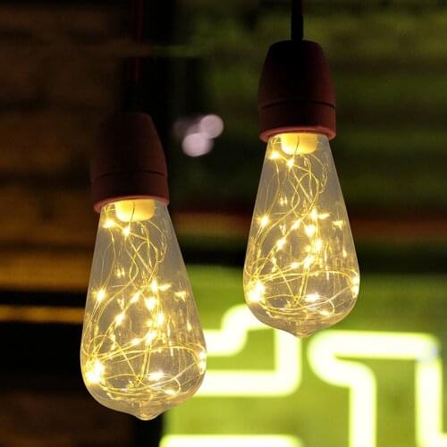 E27 LED Copper Wire Bulb ST64 Warm Colorful Lighting AC 220V LED Edison String Light Bulb Home Decor Holiday Night Light Lamp