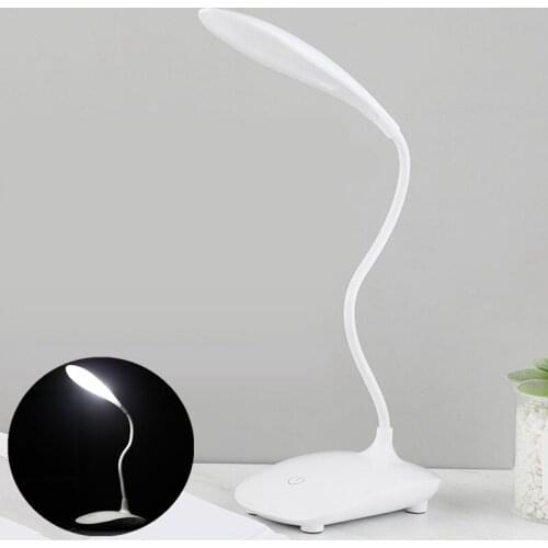 LED Table Lamp Touch Gooseneck Desktop Light USB Rechargeable 1200mAh Battery Study Reading Bedroom Light