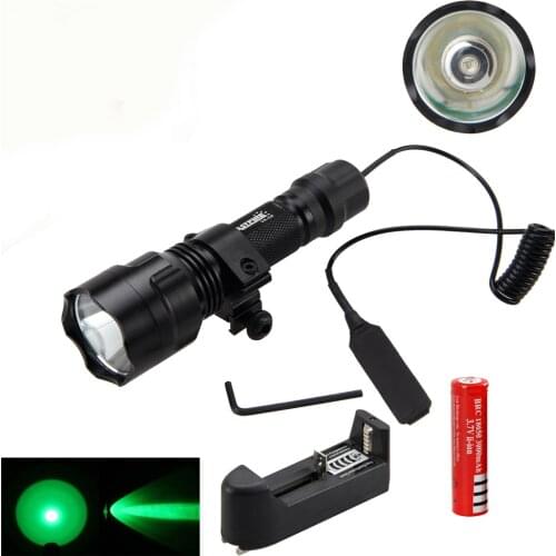Tactical Light 2500lm XML T6/Q5 LED Torch Hunting Light + Mount +Pressure Switch+18650 Battery+Charger