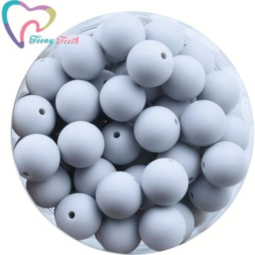 Teeny Teeth 100 PCS Glacier Gray Silicone Beads Round 9-19 MM Baby Teething Beads BPA Free Mordedor Perle Silicone Dentition
