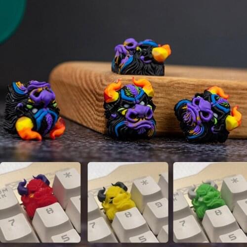 New 1pc Funkey Handmade Resin Keycap For Mx Switch Mechanical Keyboard Bull V2 Multicolour Individuality Resin Key Caps
