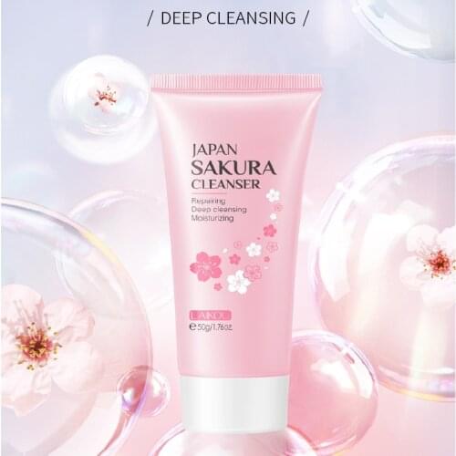 Japan Sakura Cleanser Reparing Gengle Deep Cleaning Moisturizing Remove Blackhead Pore Face Skin Care Skin Cleanser