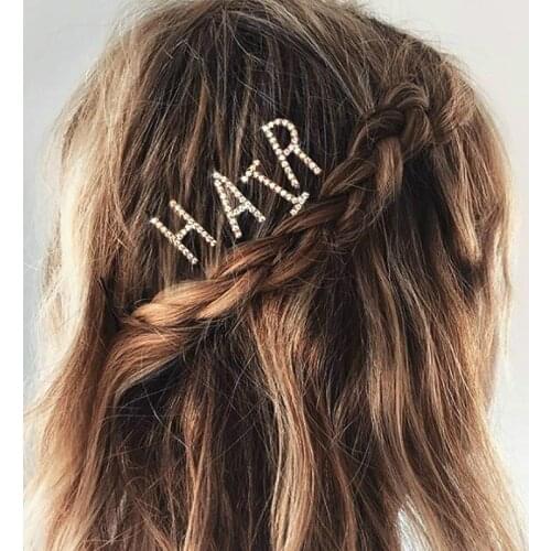 Stonefans A-Z Rhinestone Word Letter Custom Hair Pins for Women Statement Bling Bobby Pins Hair Clips Jewelry Gifts