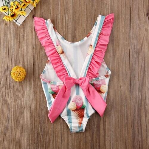 0-4T Baby Girl Swimsuit Cute Cartoon Striped Sweet Bikini Cute Maillot De Bain Enfant Fille Kids Swimwear For Girls Kid Clothes