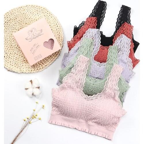 Womens Sports Tube Top Lace Wire Free Bra Camisole Seamless Crop Top Fashion Street Wild Underwear Top