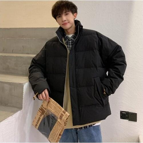 2020 Winter Down Cotton Jacket Men Casual Stand Collar Mens Autumn Outwear Basic Jackets Clothing