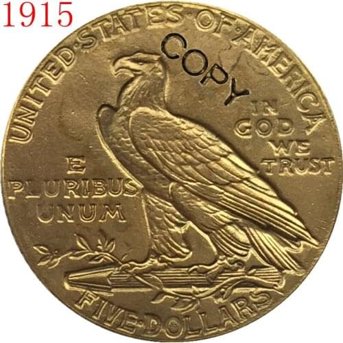 24-K gold plated 1929 $5 GOLD Indian Half Eagle Coin Copy