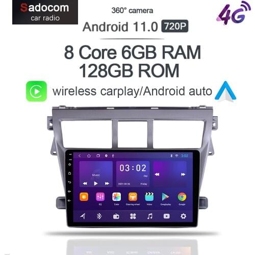 360 6GB+128G wireless Carplay 10.1" Android 10.0 Car DVD Player GPS WIFI Bluetooth RDS Radio For Toyota VIOS Yaris 2007-2012