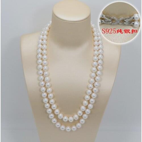 9-10 mm high-quality women pearl necklace detachable single and double-layer round highlight S925