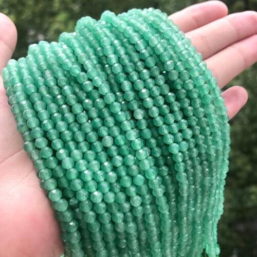 Faceted Green Aventurine Jades Stone Beads Natural Loose Beads for Jewelry Making DIY Bracelet Earrings Accessories 15'' 2 3 4mm